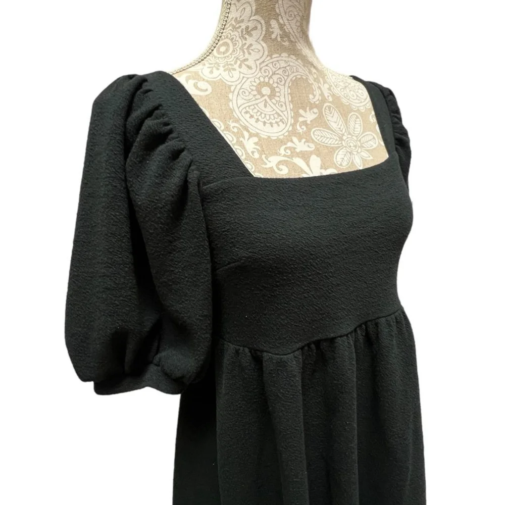 Scoop Women's Black Puff Sleeve Square Neck Short Babydoll Y2K Dress Size XS 0-2 - Picture 12 of 12